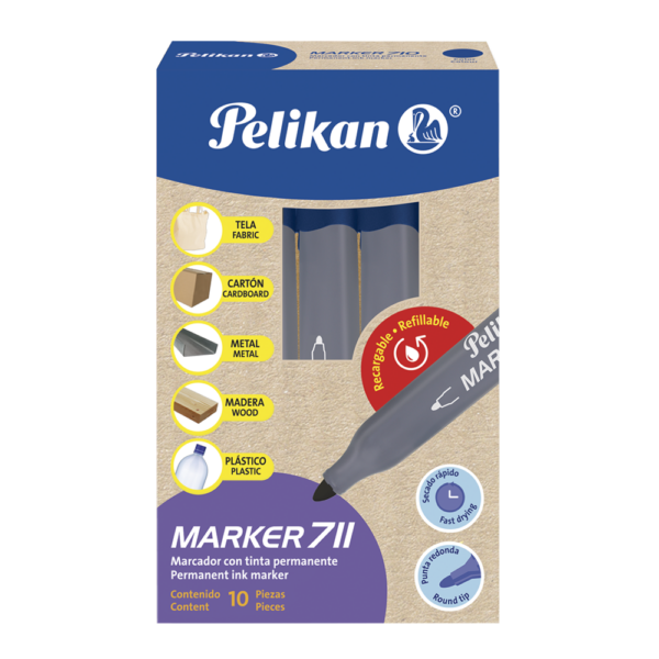 PELIKAN MARCADOR AZUL PERM. P/BALA 711