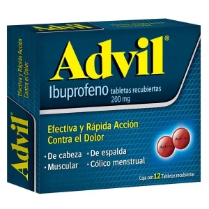ANALGÉSICO IBUPROFENO, ADVIL, CAJA 12 TABLETAS RECUBIERTAS