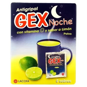 ANTIGRIPAL LACOFA GEX NOCHE SABOR A LIMÓN, CAJA 5 UDS - 50 G