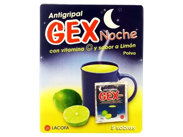 ANTIGRIPAL LACOFA GEX NOCHE SABOR A LIMÓN, CAJA 5 UDS - 50 G
