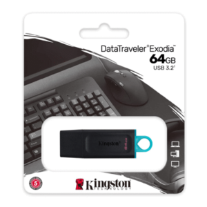 KINGSTON MEMORIA EXODIA NEGRA CON TURQUESA 64GB USB 3.2 DTX