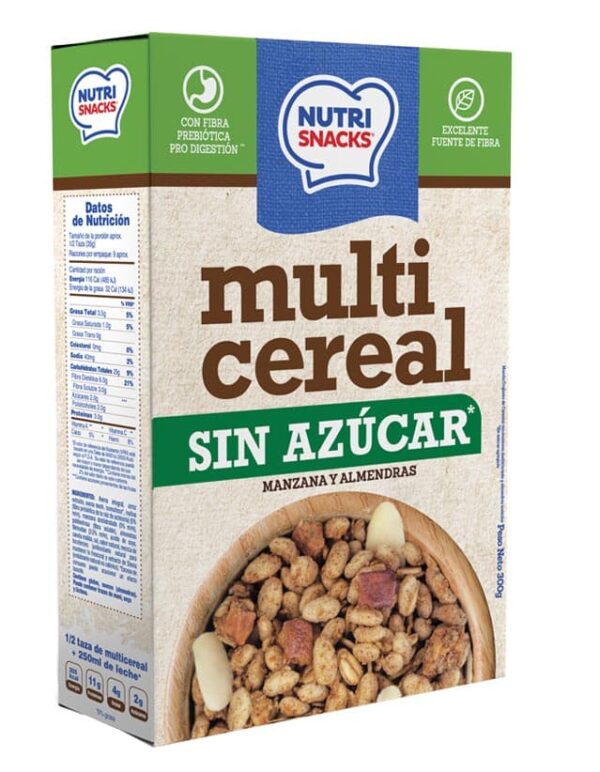 MULTICEREAL SIN AZÚCAR CON MANZANA Y ALMENDRAS 300G