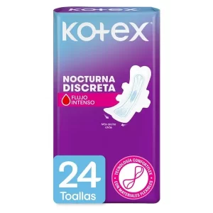 TOALLAS HIGIÉNICAS FEMENINAS KOTEX NOCTURNA DISCRETA - 24 UDS