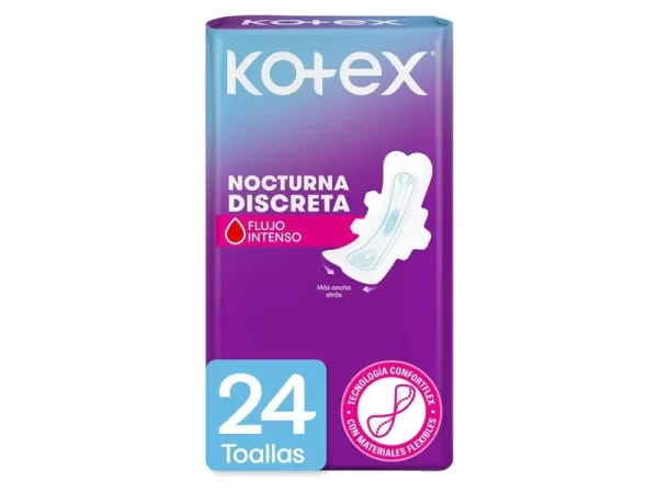 TOALLAS HIGIÉNICAS FEMENINAS KOTEX NOCTURNA DISCRETA - 24 UDS