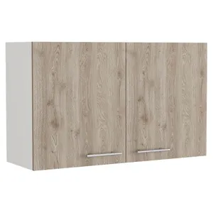 MUEBLE AÉREO DE MELAMINA ACABADO CENIZA 2 PUERTAS 60 × 100 × 34 CM