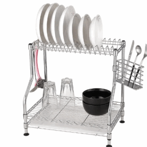 ESCURRIDOR DE PLATOS HIERRO CROMADO 44 × 30 × 45 CM BASIC LIVING