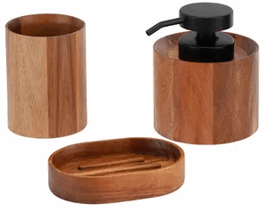 SET DE ACCESORIOS DE BAÑO 3 PIEZAS MATE MARRÓN